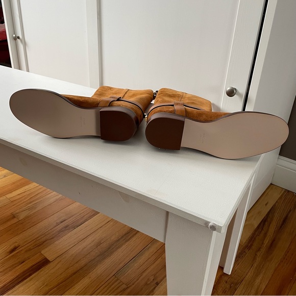 Stuart Weitzman Chestnut Cognac Suede Mid Calf Boots - Picture 6 of 11